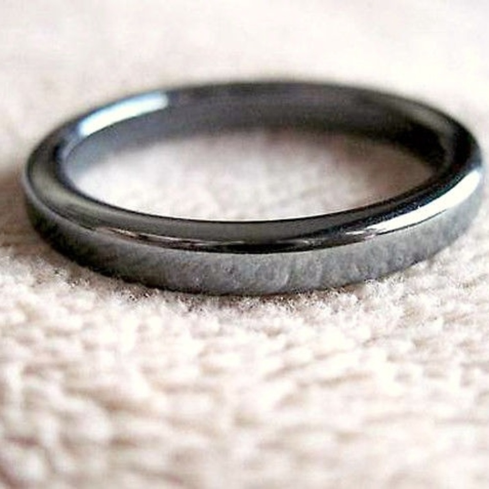 3/$20 Hematite stone stackable thin band rings